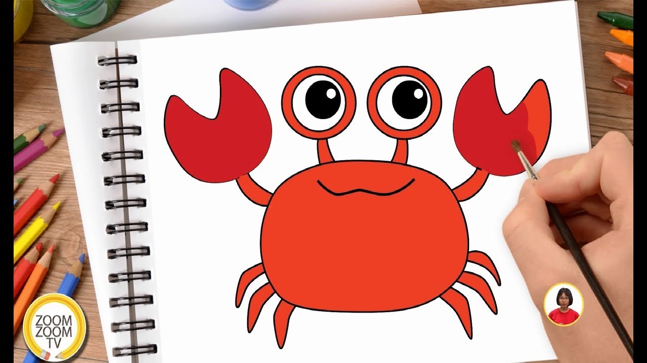 Hướng Dẫn Cách Vẽ Con Cua, Tô Màu Con Cua - How To Draw A Crab - Youtube