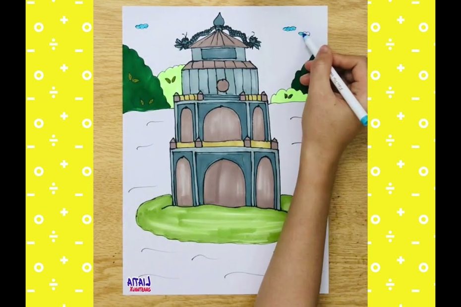 Vẽ Tháp Rùa Hồ Gươm Hà Nội Đơn Giản | Cách Vẽ Tháp Rùa Hồ Gươm Dễ Nhất |  Tranh Vẽ Hồ Gươm Đơn Giản - Youtube