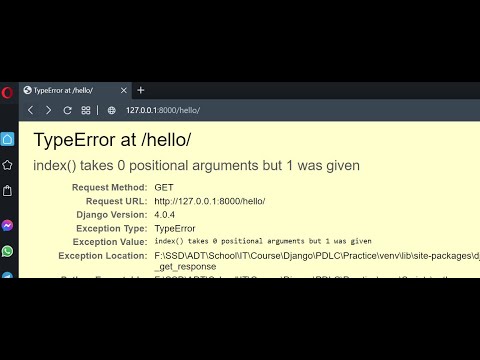 TypeError | index() takes 0 positional arguments but 1 was given Django Error | Python | Aryadrj