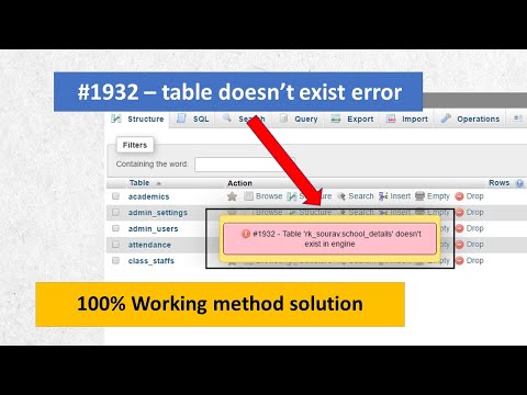 #1932 - table doesn't exist in engine PhpMyAdmin error || MySQL database error