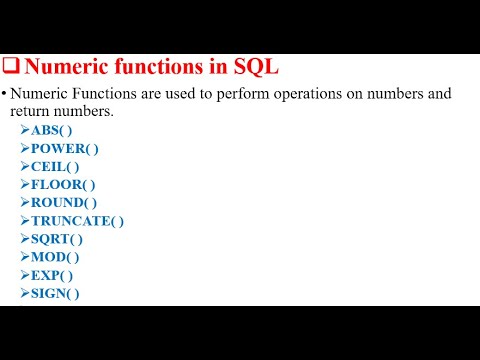 Numeric Functions in SQL