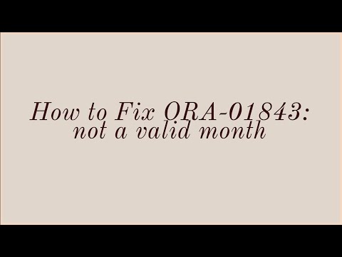 How to Fix ORA-01843: not a valid month