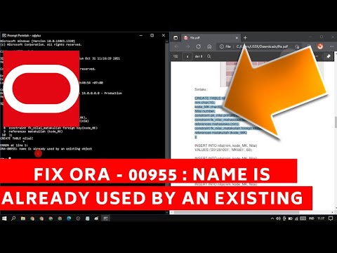Fix ORA-00955: name is already used by an existing object Oracle SQL Tutorial