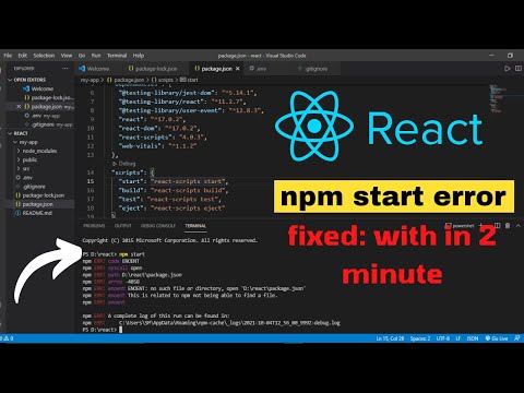 npm start not working / How to fix npm error React  /npm start error node js /npm start in vs  code