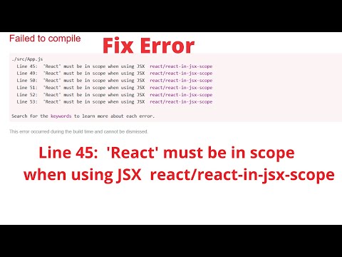 'React' must be in scope when using JSX
