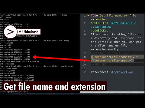 Shell script to get file name and extension