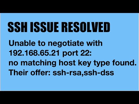Unable to negotiate with  IP port 22: no matching host key type found. Their offer: ssh-rsa,ssh-dss