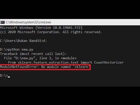 ModuleNotFoundError: No module named 'sklearn' (100% work)