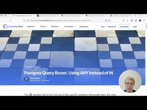 5mins of Postgres E45: IN lists vs ANY operator: Bind parameters and performance