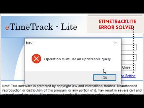 etimetracklite login errors || etimetracklite common error || Operation must use an updateable query