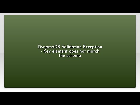 DynamoDB Validation Exception - Key element does not match the schema