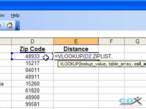 Find Zip Codes in a Radius using Excel