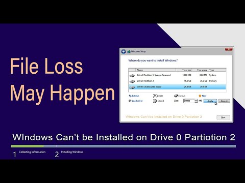 Fix Windows Can't be installed on drive 0 partition error while install windows 10.