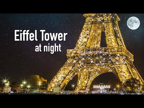 EIFFEL TOWER AT NIGHT, Paris France (Eiffel Tower sparkling & twinkling at night in Paris)