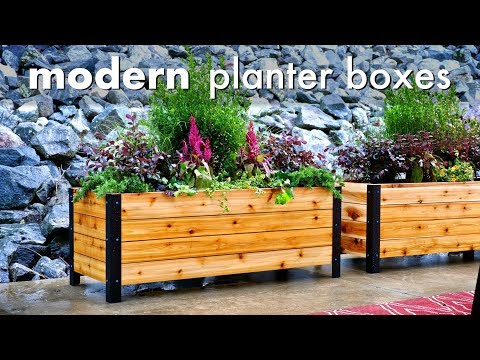 DIY Modern Raised Planter Box // How To Build - Woodworking