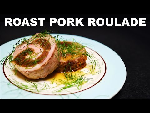 Pork roulade with fennel, roast lemon and white wine jus