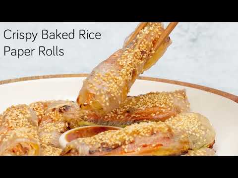 Delicious Crispy Baked Rice Paper Rolls - No frying required!