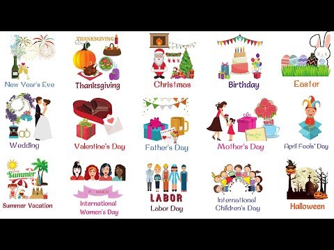 Holidays and Special Events Vocabulary Words | List of Holidays in English