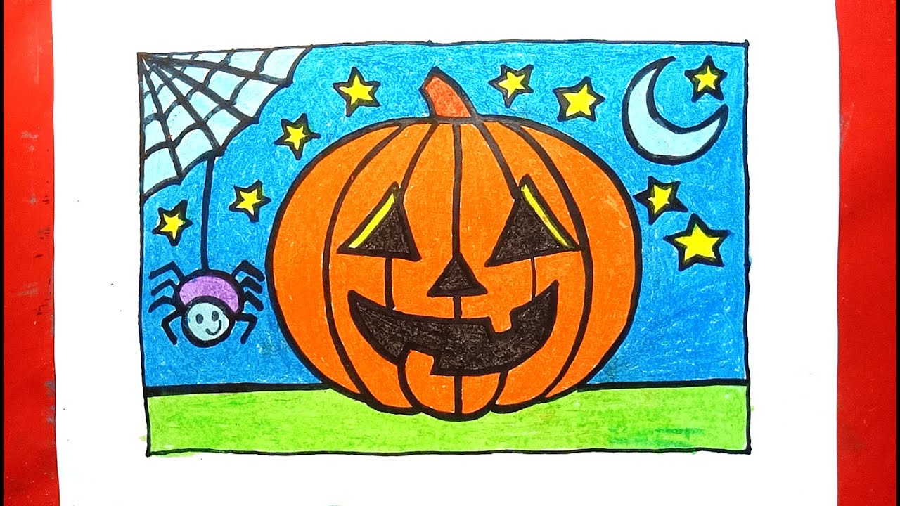 Vẽ Tranh Halloween Dễ Nhất - Vẽ Tranh Quả Bí Ngô Halloween - How To Draw  Halloween 2020 - Youtube