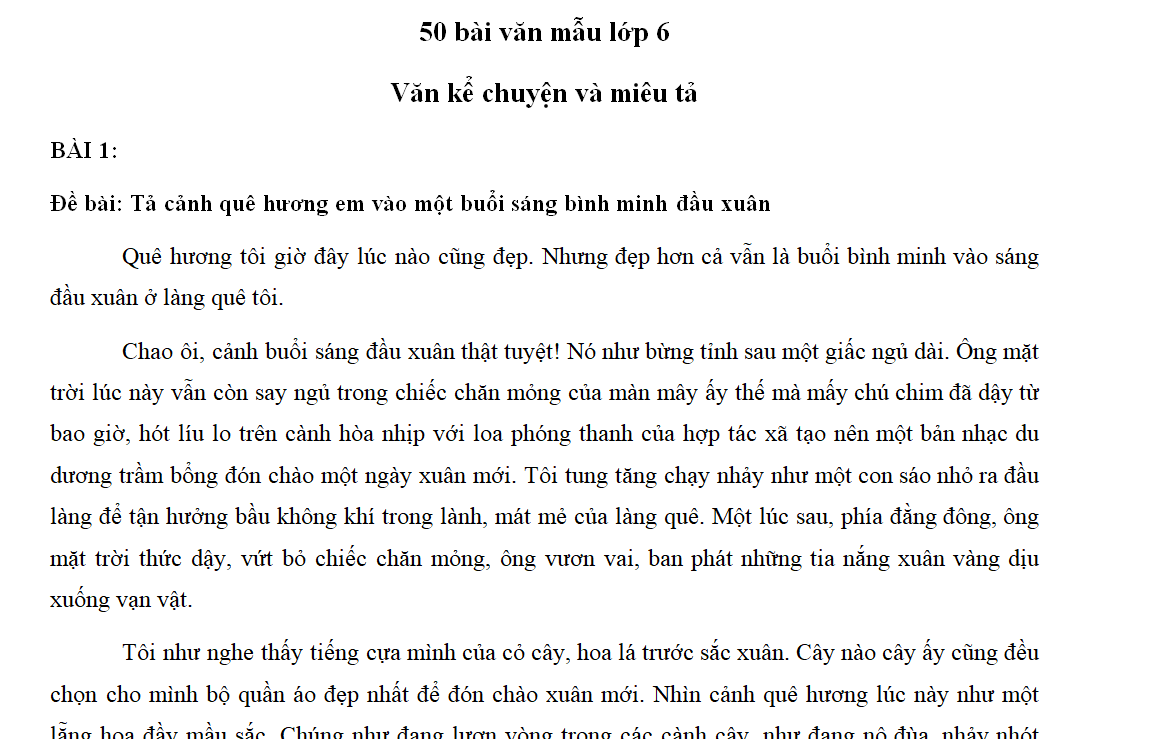 Những Bài Văn Hay Lớp 6 Hay Nhất - Giáo Viên Việt Nam