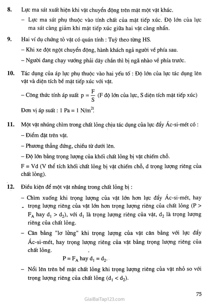 Giải bài tập Vật lý 8 Bài 18: Câu hỏi và bài tập tổng kết chương I: Cơ học Giải Bài Tập Vật Lý 8 Bài 18: Câu Hỏi Và Bài Tập Tổng Kết Chương I: Cơ Học