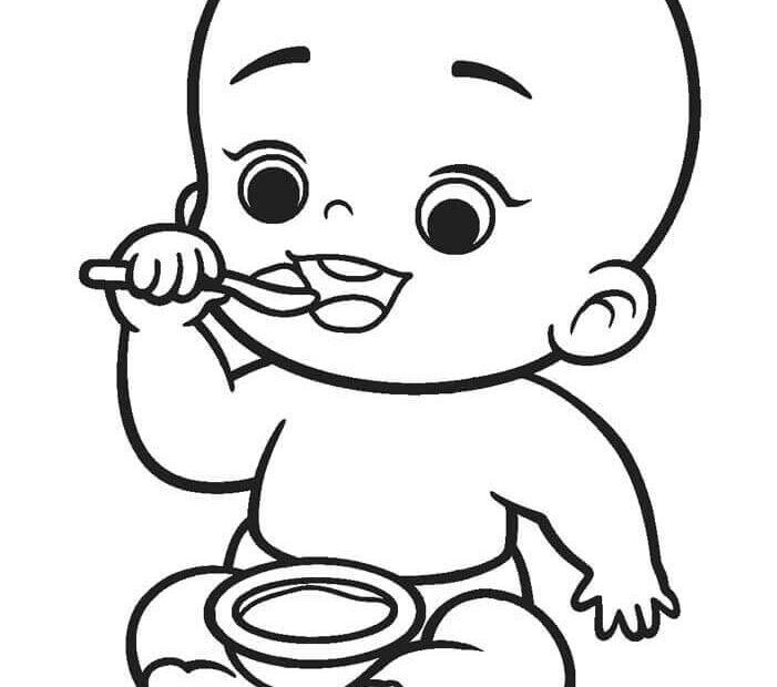 Tô Màu Em Bé Đang Ăn - Trang Tô Màu Cho Bé