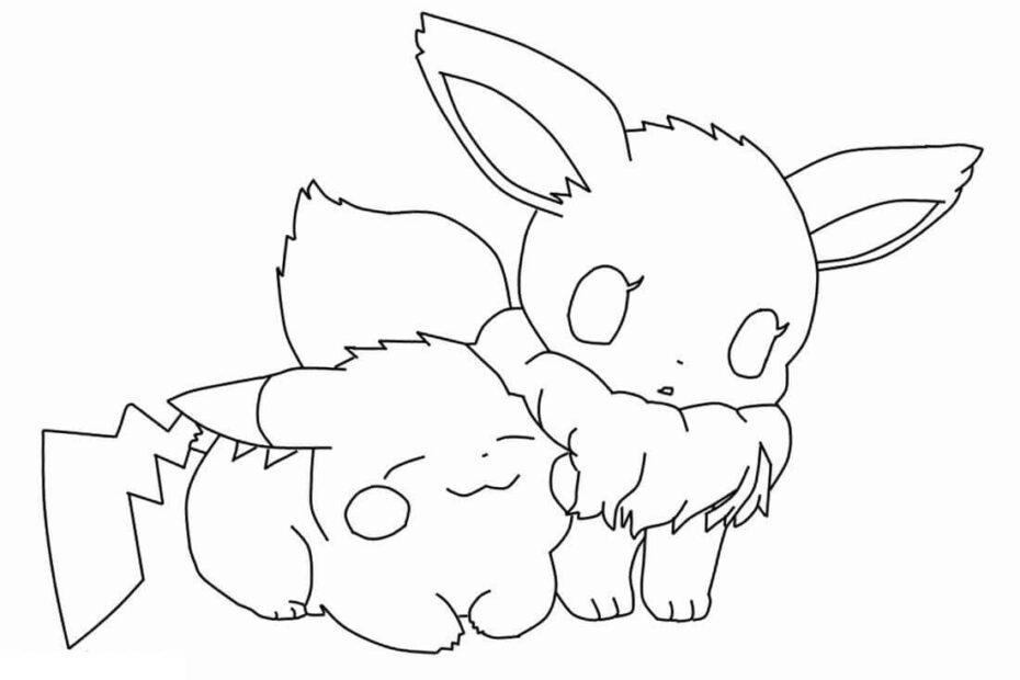 Tô Màu Pikachu Và Eevee - Trang Tô Màu Cho Bé