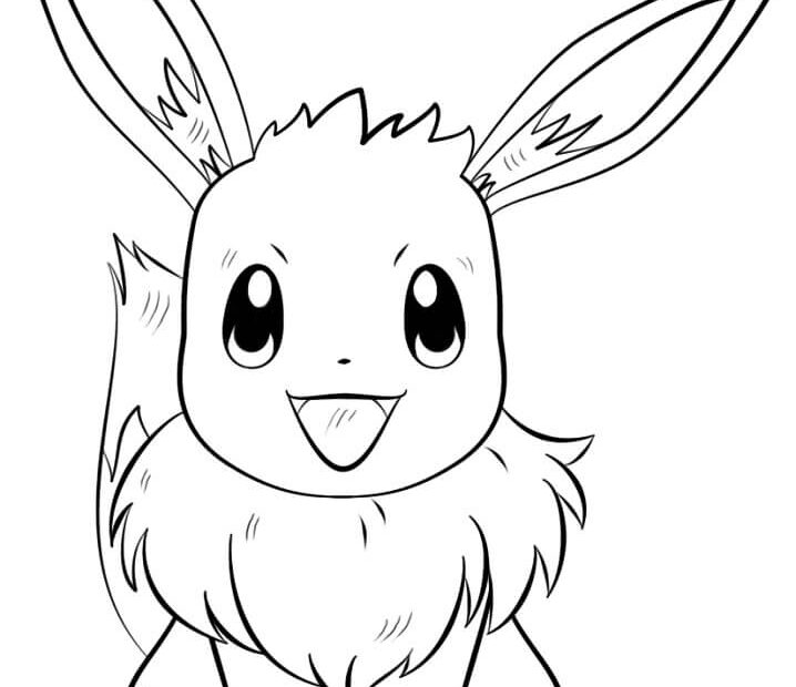Tô Màu Pokemon Eevee Đang Ngồi - Trang Tô Màu Cho Bé