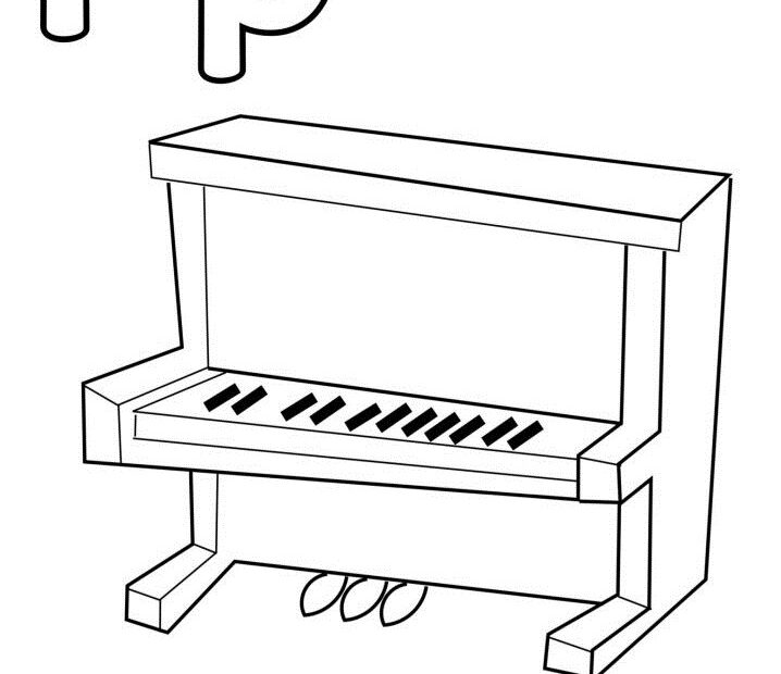 Tô Màu Chữ P Cho Piano - Trang Tô Màu Cho Bé