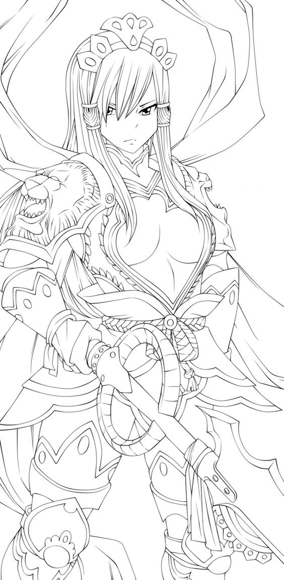 Tô Màu Erza Trong Bộ Giáp Nakagami - Trang Tô Màu Cho Bé