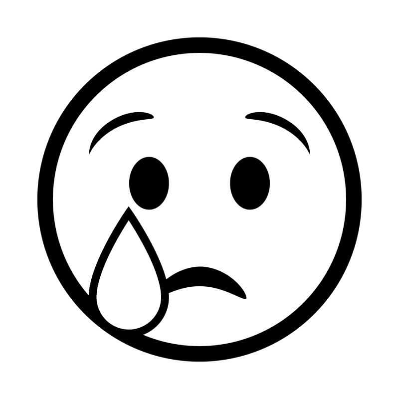 Tô Màu Biểu Tượng Cảm Xúc Buồn Chảy Nước Mắt - Trang Tô Màu Cho Bé