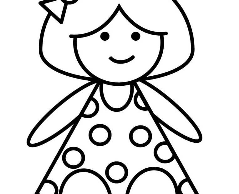 Tô Màu Búp Bê Đơn Giản - Trang Tô Màu Cho Bé