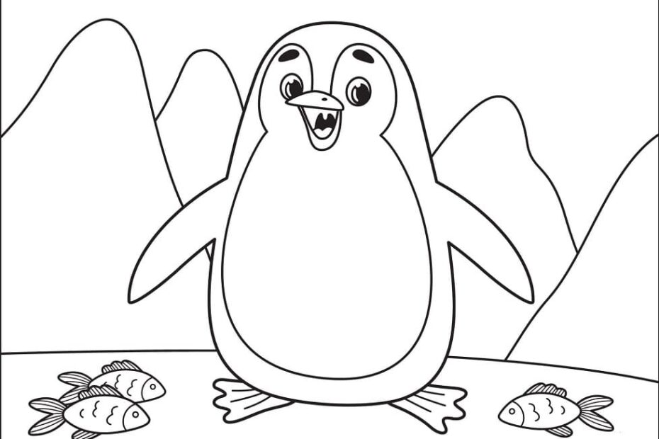 Tô Màu Chim Cánh Cụt Vui Vẻ - Trang Tô Màu Cho Bé