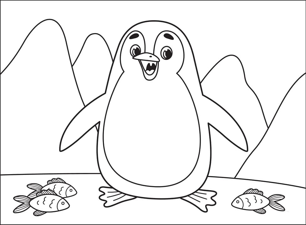 Tô Màu Chim Cánh Cụt Vui Vẻ - Trang Tô Màu Cho Bé