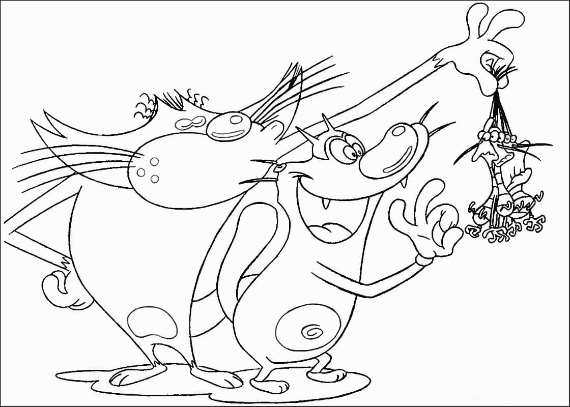 Tô Màu Jack Và Oggy Bắt Gián - Trang Tô Màu Cho Bé